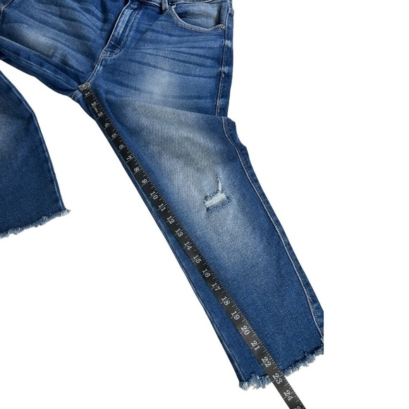 KanCan Jeans Blue Estilo High Rise Straight Leg Raw Hem Stretch size 15/31 - Picture 2 of 9